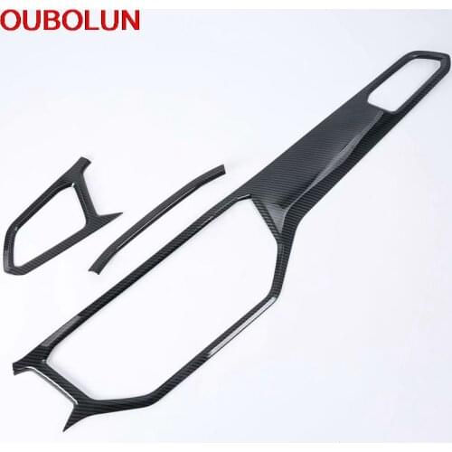 For Volkswagen T-Roc TROC 2017 2018 2019 Carbon Fiber Paint Front Air Vent Outlet Cover Center Control Panel Cover Trim