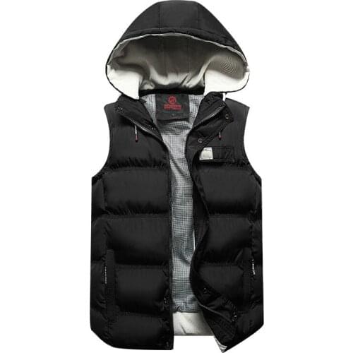 Sleeveless Jacket Mens Casual Autumn Winter Hat Detachable Vest Men 2020 Fashion Mens Work Vests Coats Man Hooded Warm Waistcoat