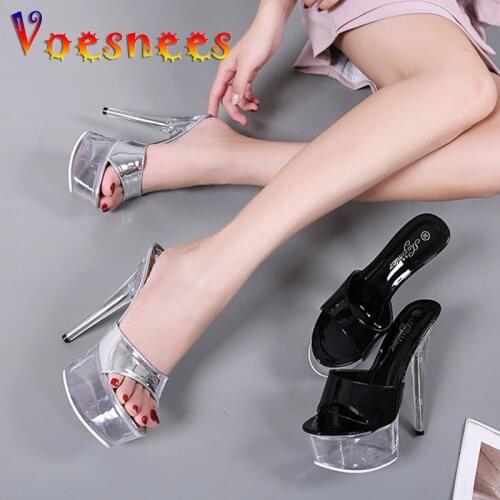 Model Catwalk Women Shoes Slippers Explosive Sexy Floral High heel Shoes 15CM Sandals Crystal Shoes Female Wedding Shoes
