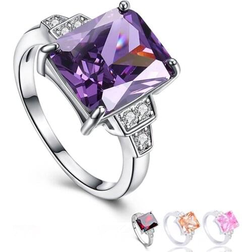 Fashion Elegant Jewelry Colorful Crystal Zircon Ring Fashion Simple Engagement RingFemale Romantic Luxury Jewelry Gift
