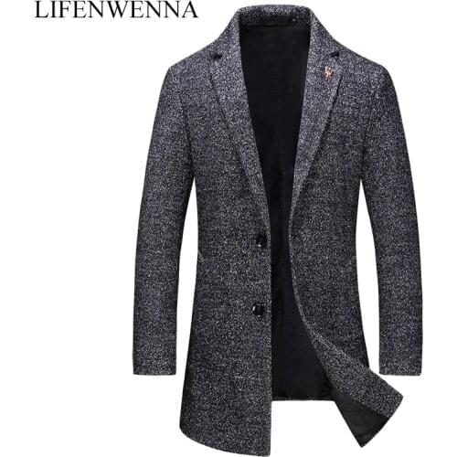 2021 New Autumn Fashion Brand Jacket Mens Wool Coat Single Breasted Business Coats Mens Clothing Trend Mid-Long Trench Coat Men