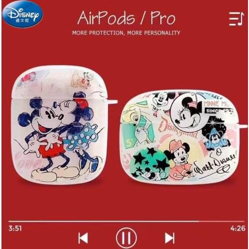 Cartoon Graffiti Mickey Minnie Mouse Airpod Case For Apple AirPod 2 1 Soft IMD Protective Cover For Airpods pro case funda