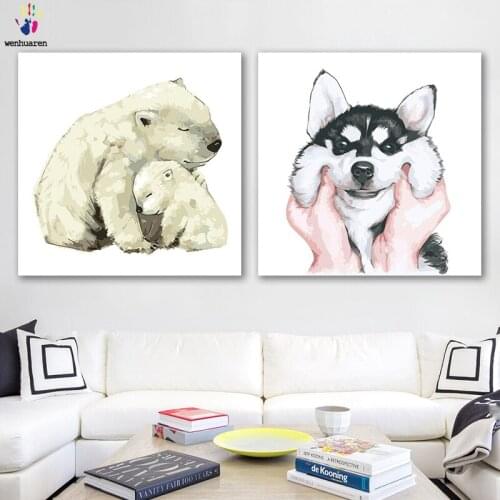 DIY colorings pictures by numbers with colors Watercolor small animal picture drawing painting by numbers framed Home