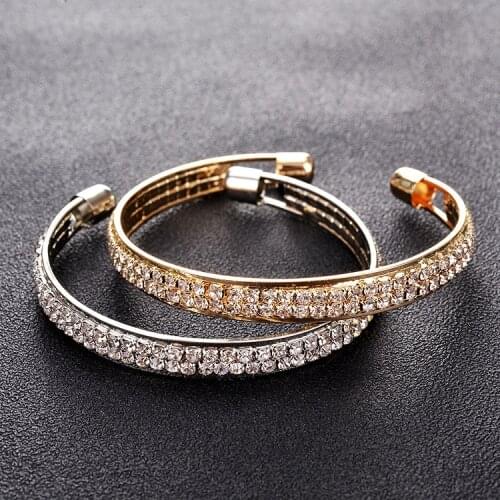 New Luxury Crystal Womens Bracelet Fashion Exquisite Silver Crystal Elastic Bracelet Bride Wedding Party Party Wholesale