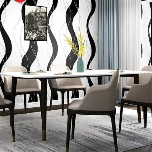 Beibehang Wave pattern wallpaper black and white vertical stripes geometric nordic style living room tv background wallpaper