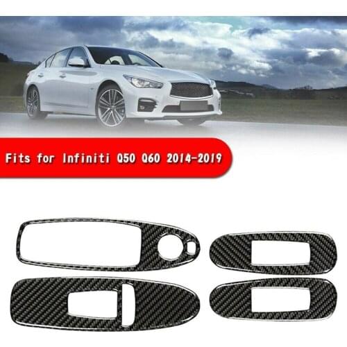 Carbon Fiber Window Lift Button Panel Cover Trim for Infiniti Q50 Q60 2014-2019