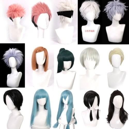 Jujutsu Kaisen Anime Gojo Satoru Nobara Kugisa Maki Zenin Fushiguro Megumi Yuji Itadori Toge Inumaki Cosplay Wigs + wig cap