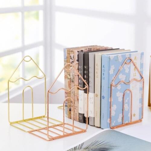 1 Pair Book Stand Holder Pen Head Shape Iron Book Support Bookends Book Shelf Desk Organizer Book Holder School Office Supplies