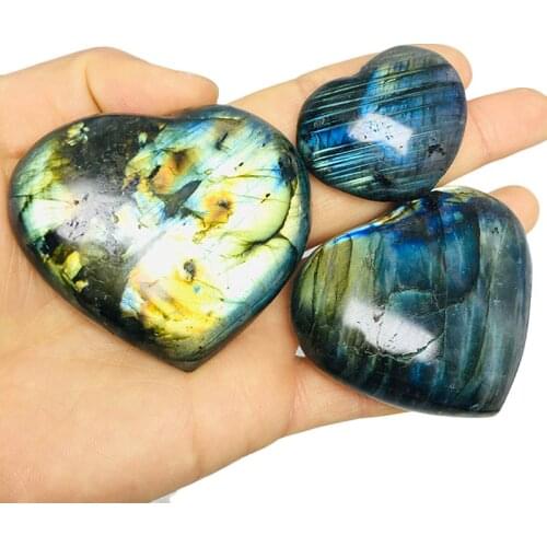 Natural Labradorite Carved Crystal Heart Shape Quartz Figurine Healing Crystals Reiki Decor Feng Shui Spiritual Lucky Gift