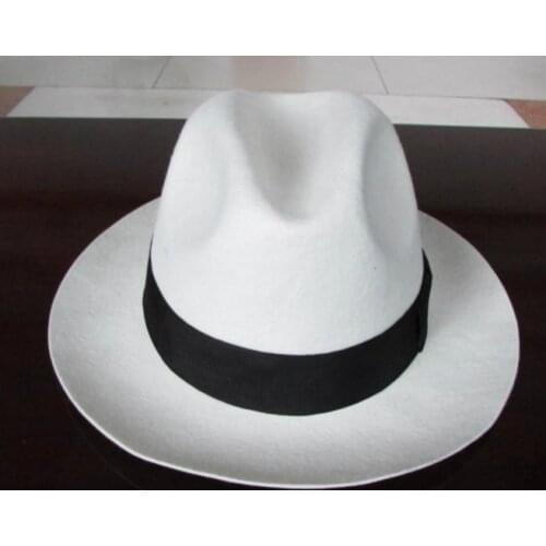 White Wool Hat Big Brim Hat Socialite Elegant Female Retro Joker Men Women for Hat Fedoras Jackson Gentleman Hat B-8115