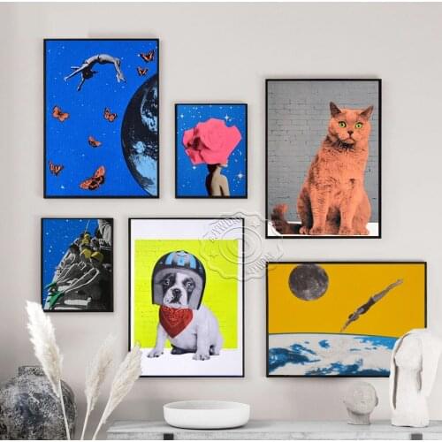 Modern Colourful Art Poster, Animal Cat Dog Wall Art, Kids Girls Boys Room Art Prints, Child Baby Wall Picture, Home Decor
