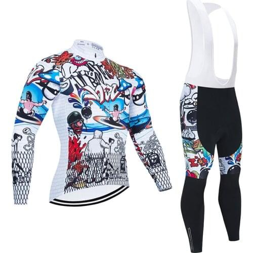 Crossrider Funny Cycling Jersey Bib Set MTB uniform Bicycle Clothing Ropa Ciclismo Bike Clothes Quick Dry Mens Long Cycling Wear