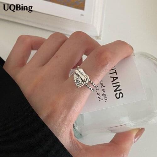 Vintage Silver Zipper Lock Charm Open Rings Bijoux Fashion Women Jewelry Gifts