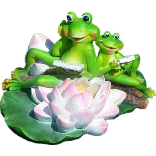 Adorable Indoor Outdoor Floating Frog Reading Books Figurine, Home Decor Accent Garden Patio Accessory