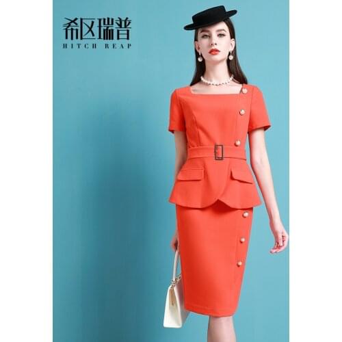 High End Celebrity Temperament Professional Dress Banquet Dress Party Slim Short Sleeve Summer Girl