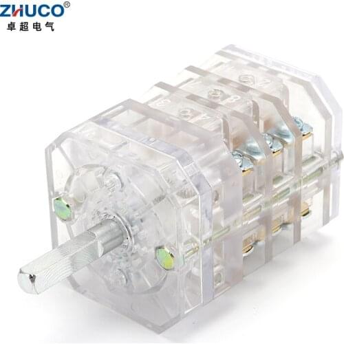 ZHUCO LW12-16/TM111111.3 16A Three Position Three Pole Transparent Univeral Changeover Rotary Cam Switch For Meat Grinder Using