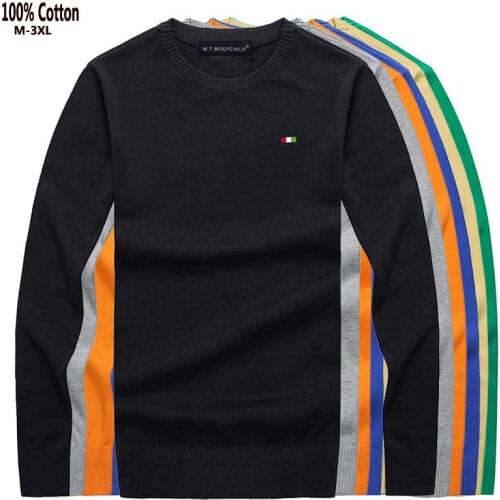 100% Cotton High Quality Spring Autumn New Mens Sweaters Brand Pullovers Mens knitted Sweater Long Sleeve Casual Male tops M-3XL