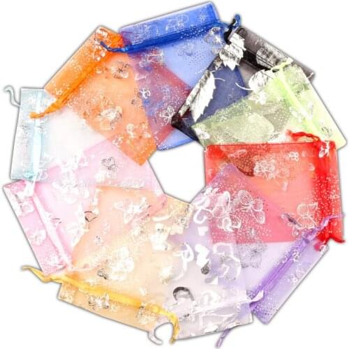 100Pcs Organza Bags Gift Bag Wedding Party Decoration Drawable Display Jewelry Candy Cake Packaging & Wrapping Supplies