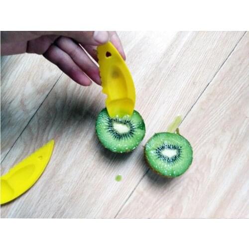 1000pcs/lot 2 in 1 Kiwi Spoon Plastic Candy Color Kiwi Dig Spoon Scoop Fruit Knife Slicer Peeler Cutter With Hole SN1646