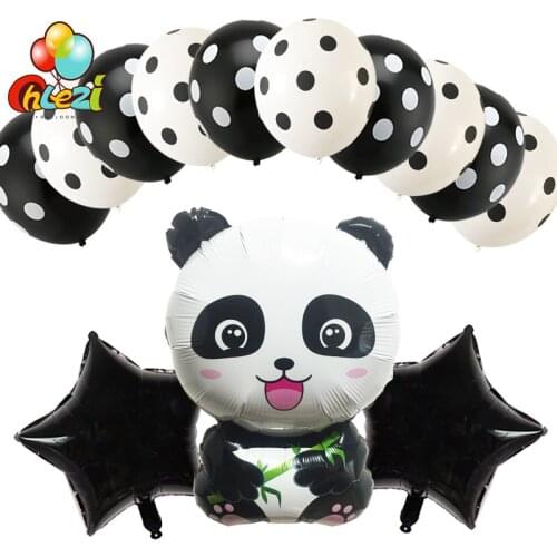 13pcs Panda Foil Balloons Birthday Party Decorations Animal Kids Inflatable Toys 18inch star helium balloon Dot latex Globos