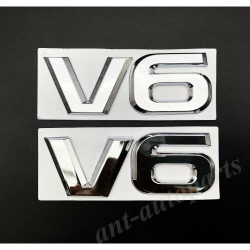 2pcs Metal Chrome V6 Vntage Car Trunk Tailgate Rear Emblems Badge Decal Sticker
