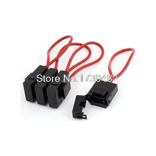 4 Pcs Auto Car Audio Inline Blade Fuse Holder Black Red DC 12V