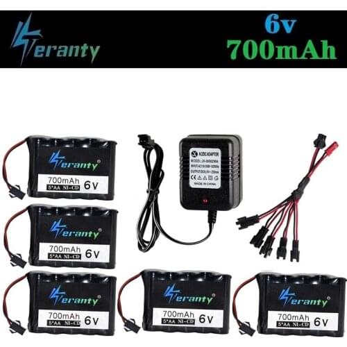 Teranty Power 6v 700mah NICD Battery pack and 6v Charger for RC toy Car Boat GUN TANK Truck Trains RC toy model 6v Ni-CD Battery