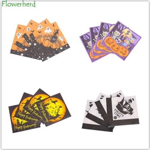 Halloween Theme Party Supplies Halloween Napkins Papers Cartoon Printed Party Napkins Double Layer Napkins Halloween Decorations
