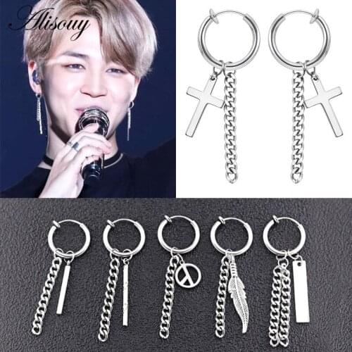 Alisouy 1pc Hiphop 19 Types Clip ear jewelry Earrings Fashion Jewelry Accessories For Mens Womens fake clip on dangle jewelry