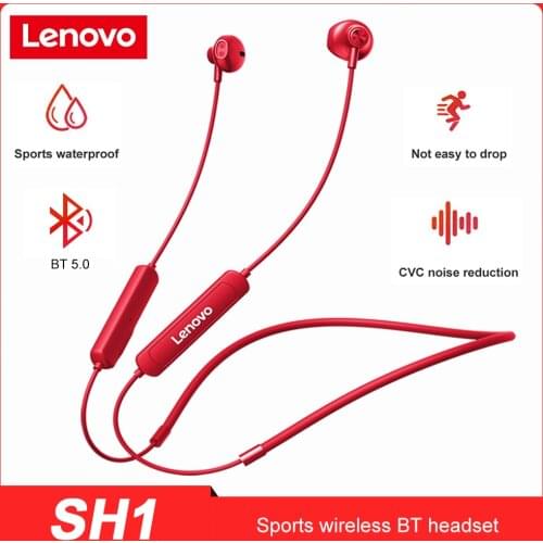Lenovo SH1 Wireless Earphone Bluetooth 5.0 Headset HiFi Sound IPX5 Waterproof Magnetic Neckband Earbuds Sport Headphone With Mic
