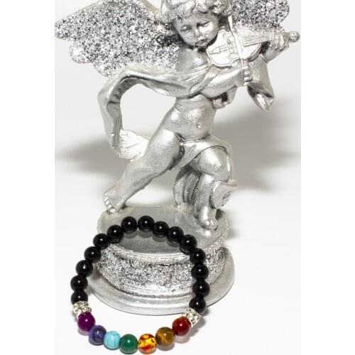 7 Chakra Onyx Natural Stone Bracelet, 8mm Beads Bracelet, Women or Men