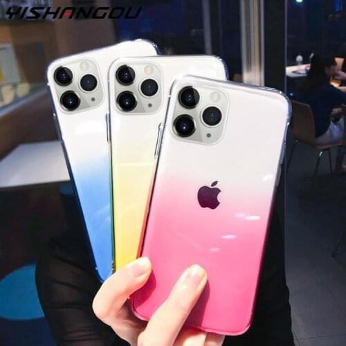 Gradient Color Phone Case For iPhone 11 12 Pro XS Max XR X 10 7 8 Plus SE 2020 Crystal Clear Silicone Soft Cover Back Coque