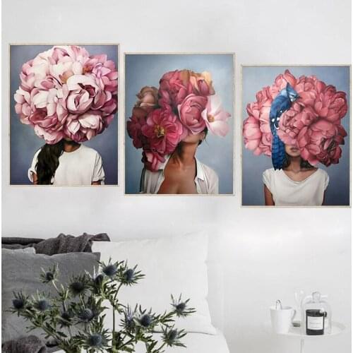 CHENISTORY 3PC DIY Flower Woman Figure Painting By Numbers Kits For Adults Children Handmade 40x50cm Framed Home Wall Paints