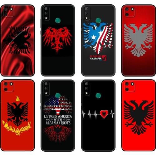 Black tpu Case For Huawei Y9S Y6S Y8S Y5P Y7P Y8P Case For Huawei Y5 lite Prime 2018 Y6 2019 Cover Albania Flag