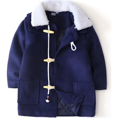 2019 Kids boys overcoat Winter new fashion england style wool coat for girls autumn jacket warm outerwear Children Windproof