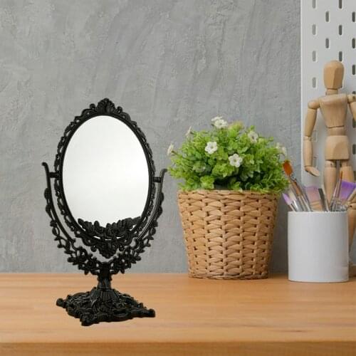 Vintage Style Double Sided Desktop Makeup Mirror Oval Stand Mirror