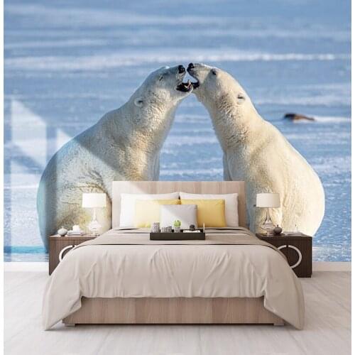 Custom Photo Mural Non-woven Wallpaper 3D Animal Ice and snow land Polar bear Children Room Bedroom Home Decor Wall Painting