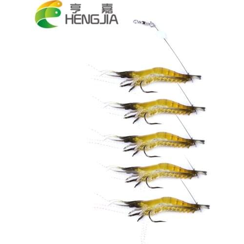 HENGJIA 5pcs/lot Shrimp Soft Lure 7.5cm 6g Fishing isca Artificial Bait With Hook Fishing Lure
