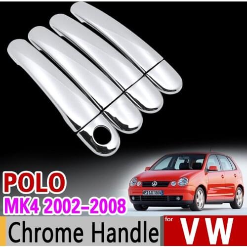For VW POLO MK4 2002-2008 9n 9n3 Chrome Handle Cover Trim Set Volkswagen 2005 2006 2007 GTI Car Accessories Stickers Car Styling