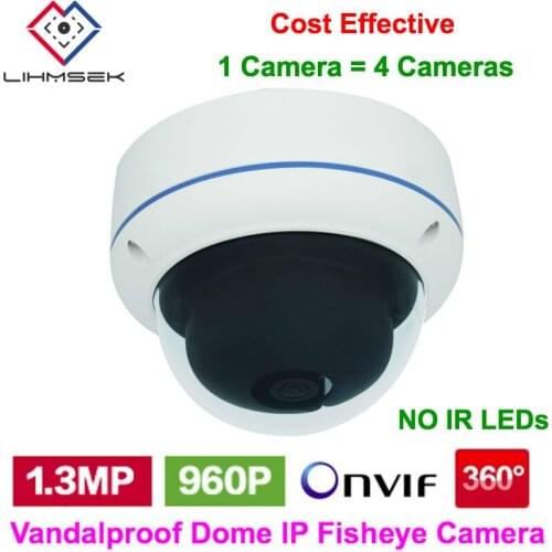 Lihmsek 1.3 Megapixel 960P IP CCTV Camera 360 Degree Wide Angle Viewing Lens Mini Dome Onvif Fisheye & Panoramic Camera