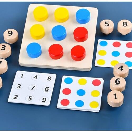 Bottle Cap Matching Challenge Game Color Number Cognition Children Wooden Building Table Game Baby Early Education Toy Gift