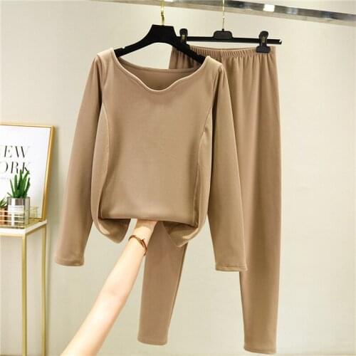 Underwear set plus velvet keep warm 2020 winter couple pajamas fit men and women without trace fever pregnant women sleepwear