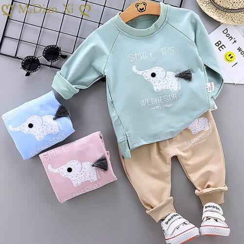 Baby Boys Clothing Elephant Sets Infants Newborn Boy Clothes Long Sleeve Tops+Overalls 2PCS Outfits Spring Bebes Clothing