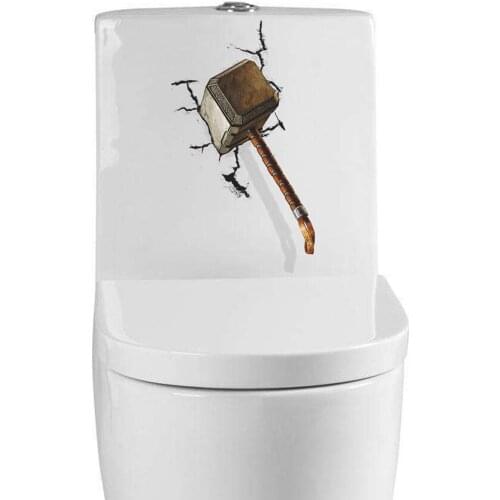 Creative Hammer Crack Wall Sticker 3D Art Wall Decals Removable Wall Sticker for Bathroom Toliet Home Decoration, 20x30cm