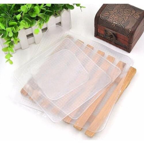 4Pcs Silicone Bowl Covers Clear Cling Film Reusable Food Wraps Seal Cover Stretch Food Fresh Keeping Wrap Lids Kitchen Tools