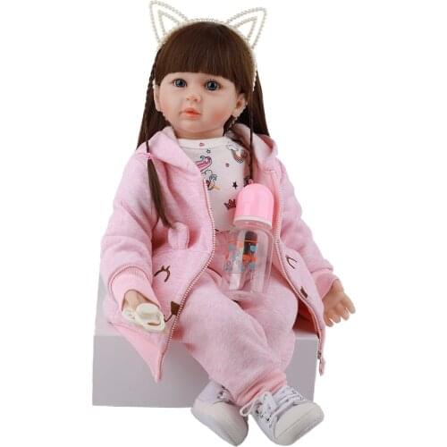 2020 New Arrival 60 CM Reborn Baby Dolls Cloth Body Wig Hair Baby Toy Dolls For Kids Best Birthday Gifts