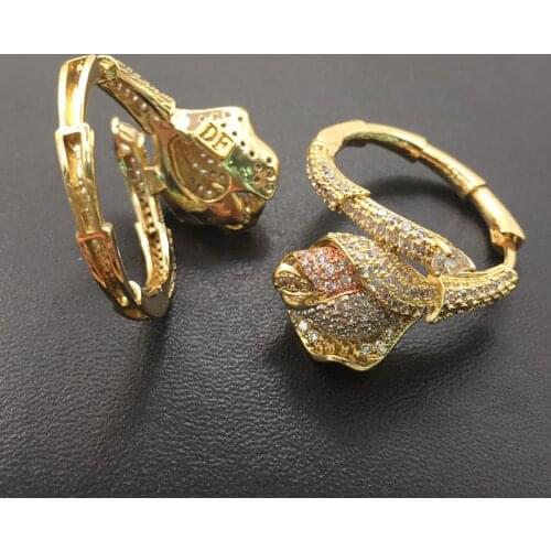 Lanyika Fashion Jewelry Exquisite Blooming Ear Loops Micro Plated Zircon Charm Wedding Party Earrings Bridal Daily Best Gift