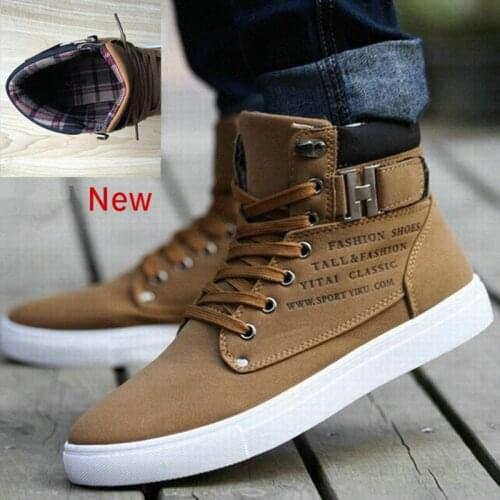 Hot Fashion Warm Fur Winter of Autumn Leather Footwear New High Top Canvas Casual Shoes Men