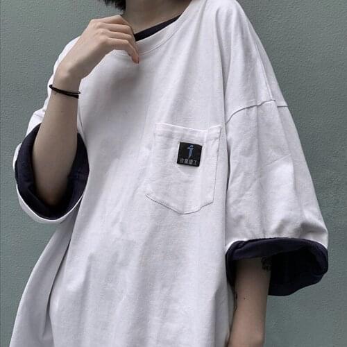 Hip Hop Casual Summer Oversized T-Shirts Men Streetwear Short Sleeve Pocket Tops Tees Cotton TShirts Loose Pullover Techwear