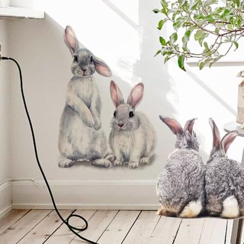 2 Style Rabbits Wall Stickers Childrens Kids Room Wallpaper for Living Room Bedroom Mural Bunny Mural Home Decoration Removable